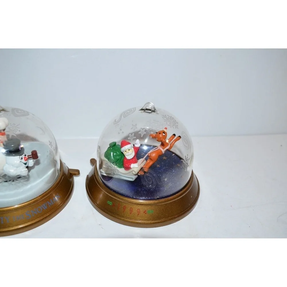 Vtg Blockbuster Frosty Snowman Santa Claus Christmas Whirl - Around set ornament